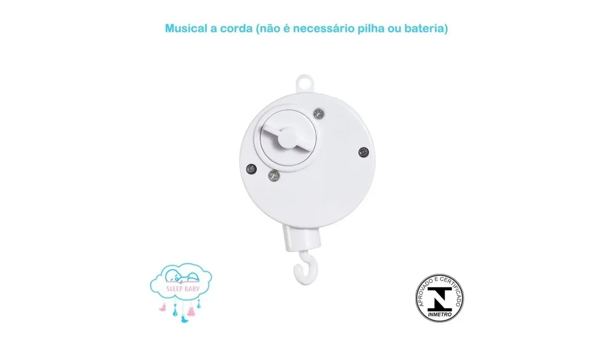 Caixa de música branca à corda do móbile de berço, que toca sem pilha ou bateria