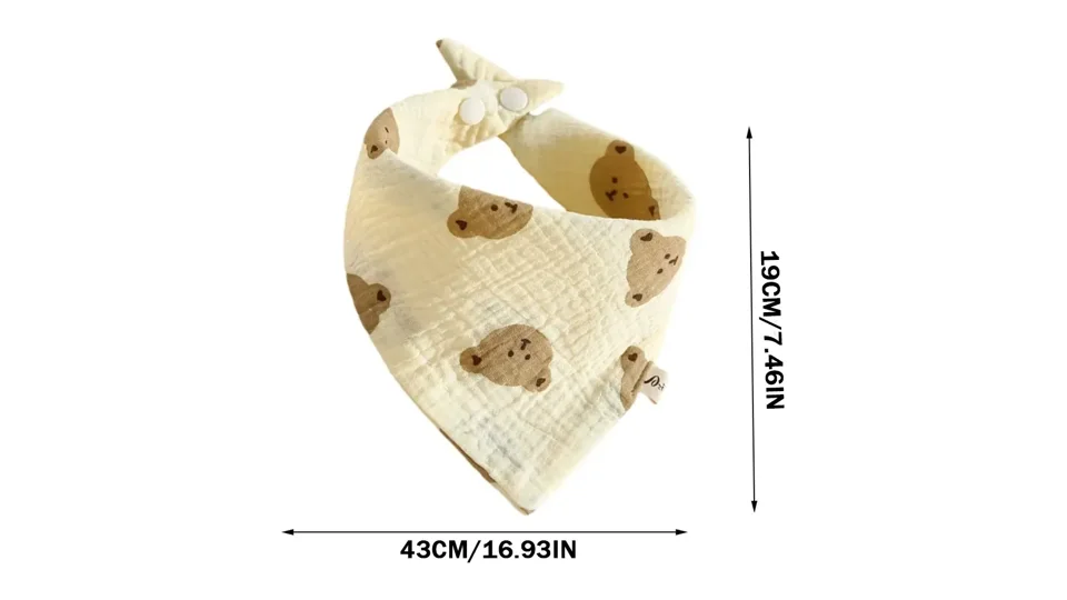 Kit de babadores bandana de musselina bege com estampa de ursinho (foto 2)