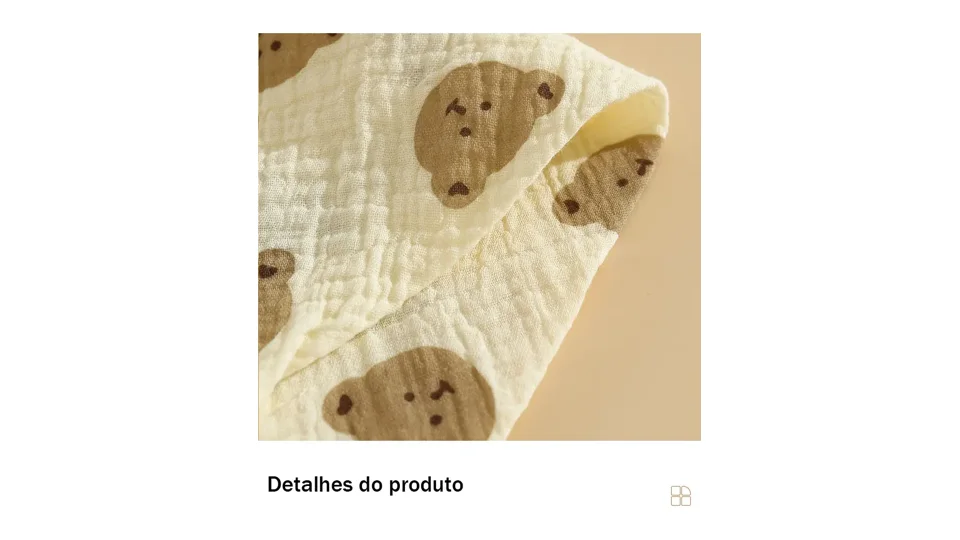 Kit de babadores bandana de musselina bege com estampa de ursinho (foto 3)