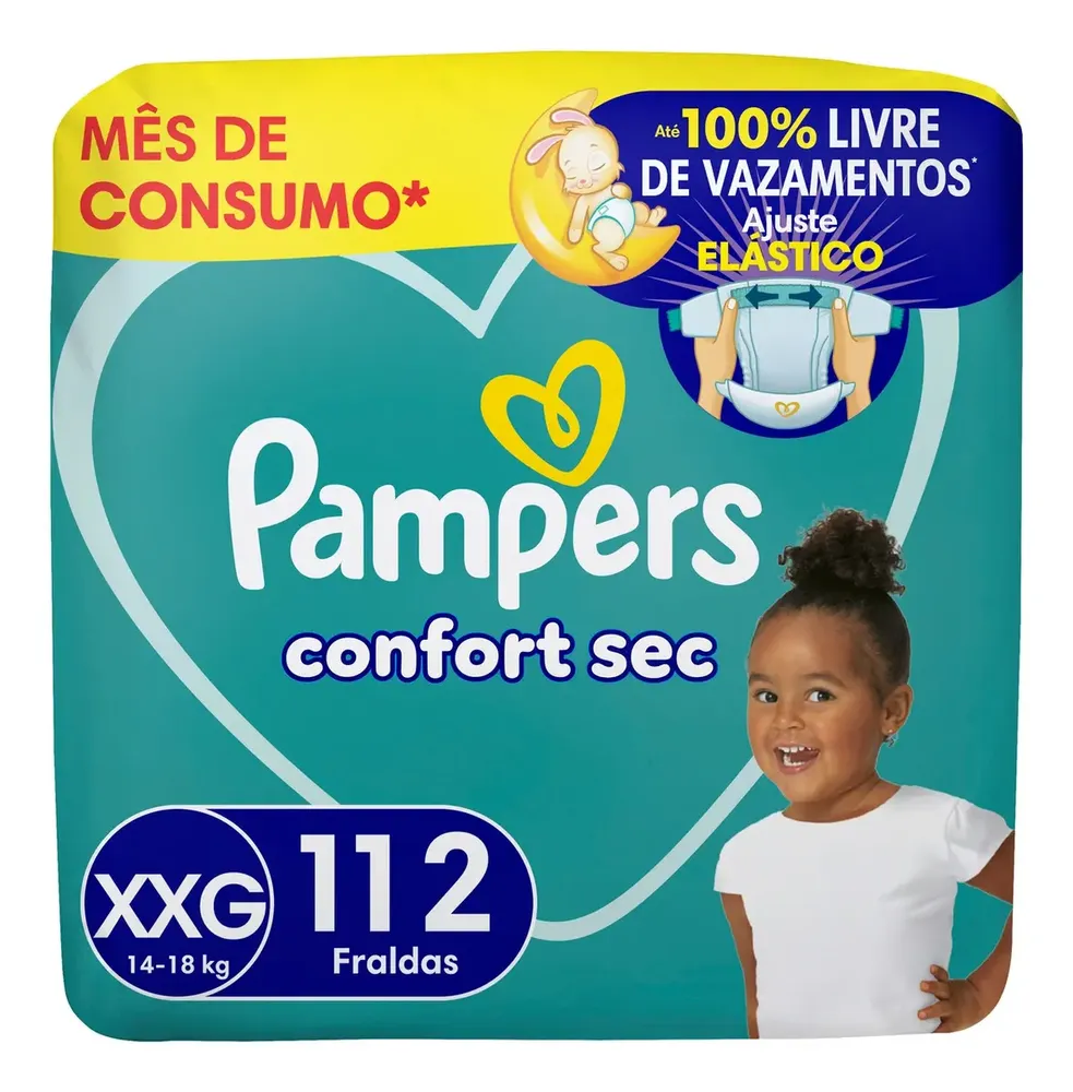 Pacote de fraldas Pampers Confort Sec tamanho XXG