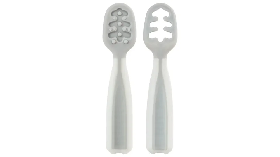 Kit de duas colheres de treinamento de silicone para bebê, cinza e verde (foto 2)