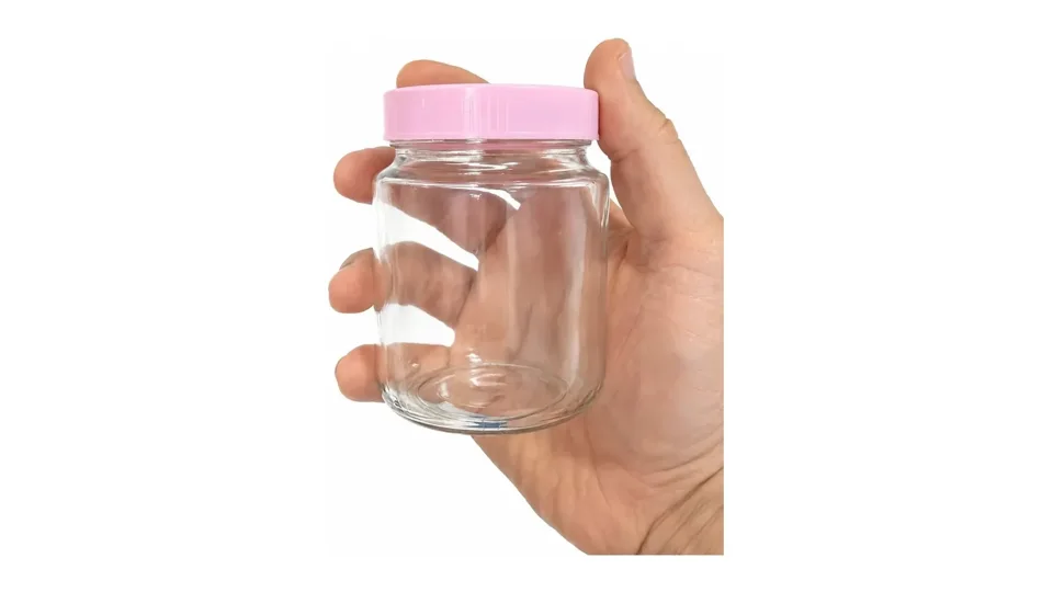 Kit de potes de vidro com tampa rosa para papinha e leite materno (foto 3)