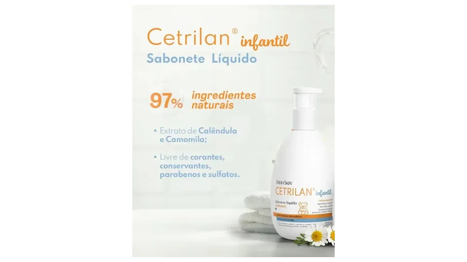 Sabonete líquido infantil Cetrilan, da TheraSkin, frasco branco de 500 ml (foto 2)