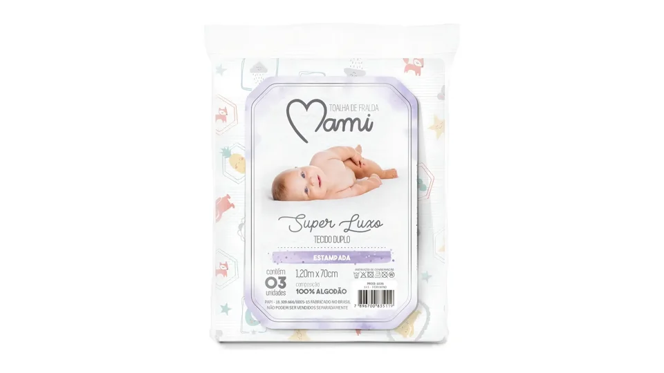 Pilha de toalhas fralda Mami estampadas com folhinhas (foto 3)